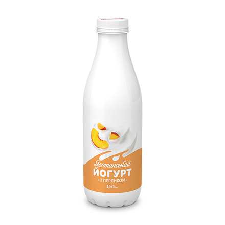 Йогурт ЯГОТИНСЬКИЙ питний з наповнювачем «Персик» 1,5% жиру, 750г